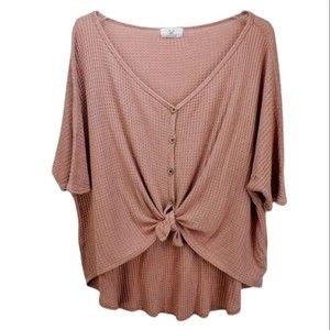 Homebody Waffle Knit Oversize Pink Blouse S